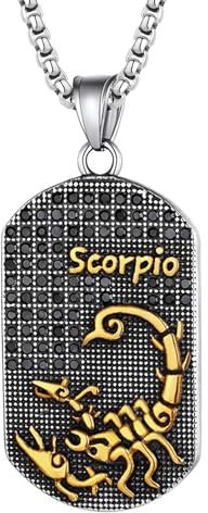 JewelryWe Sternzeichen Kette Herren Erkennungsmarke: Edelstahl 12 Sternbilder Tierkreis Horoskop Dog Tag Hundemarke Anhänger mit Gravur Konstellation Halskette für Männer Gold Silber