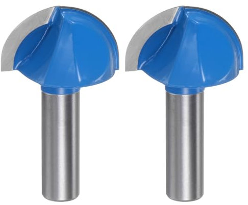 QUARKZMAN 2 Piezas Lima para Router Vástago de 1/2 Diámetro de Corte de 1-1/2 Lima Redonda de Dos Flautas de Carburo para Caja de Núcleo Herramienta de Corte