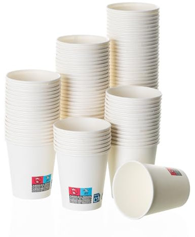 BEST PRODUCTS 100 vasos desechables café 200cc de cartón antifugas, biodegradables, compostables, reciclables, para café, agua, infusiones, bebidas frías y calientes para fiestas y eventos.