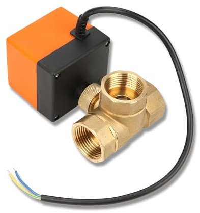 Motorisierter Kugelhahn, DC 24 V DN25 G1 Messing 3-Wege-motorisierter Kugel-Elektroventil-Gewindeanschluss Durchflusskontrollschalter Für Klimaanlage
