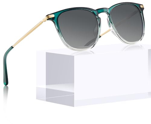 TSEBAN Polariserade dam solglasögon i vintagestil med acetatbåge och UV-skydd 400 (13-Färggradient grå linser)