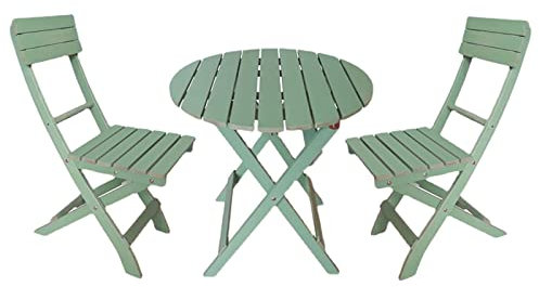 CAFIEDR Klapptisch-Stuhl-Set für den Außenbereich, klappbare Tisch- und Stuhlkombination aus Massivholz, tragbarer runder Arbeitstisch für Balkon/Terrasse/Garten
