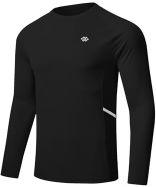 MoFiz UV-skjorta för män vatten simning långärmad skjorta snabbtorkande andningsbar surfing fiske funktionell topp, svart, XL