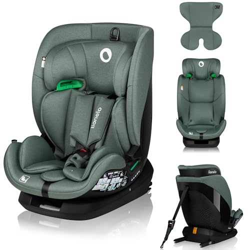 LIONELO Lavender i-Size Bilbarnstol 76–150 cm (4–12 År) ISOFIX & TopTether | 5 Lutningslägen, 13-Stegs Justerbart Nackstöd, Sidokrockskydd, Ventilerad Skalkonstruktion, Avtagbar Klädsel