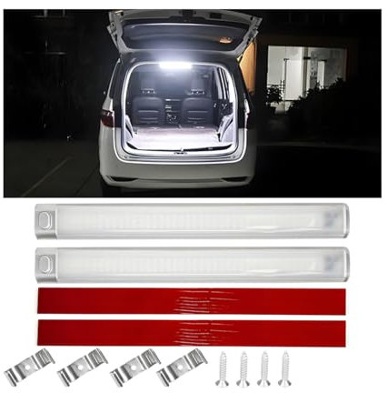 CGEAMDY 2 Piezas Barra De Luz Interior, Barras Iluminación Led Para Automóviles, Barra De Luz Interior Coche Luz Suave No Hace Daño A Los Ojos, Regleta Iluminación Lectura Cabina Coche(120 Perlas)