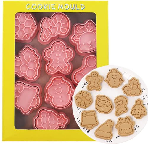 Set di 10 formine per biscotti di Natale, stampini per biscotti natalizi, timbri per biscotti di Natale, decorazioni natalizie, D