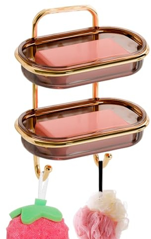Zasdvn Porte-savon de bar pour la douche, porte-savon mural, porte-éponge autocollant, distributeur de savon avec drainage facile pour la douche dans la salle de bain