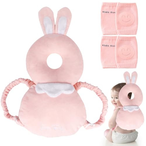 FYJCXCMP Baby Kopfschutz Rucksack, Atmungsaktive Verstellbares Baby Kopfschutzpolster mit Knieschoner geeignet Für Kinder im Alter von 4 bis 24 Monaten, die Krabbeln und Laufen Lernen