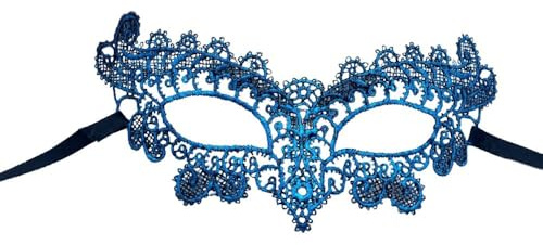 Whakano 1 Stück Venezianische Gesichts Maske Damen Herren,Sexy Augenmasken,Spitze Maskerade,Lace Augenmaske,Spitzemaske für Halloween Karneval Abendkleid Tanz Maskenball Kostüm Party Cosplay,Blau