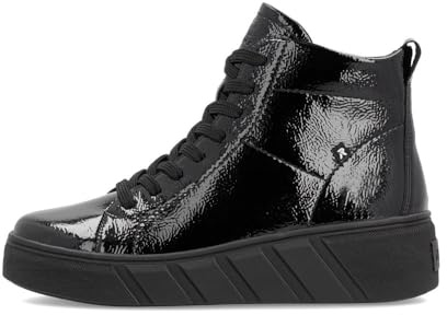 Rieker Evolution W0561 - Botines de charol negro con tacón de cuña, Black, 42 EU