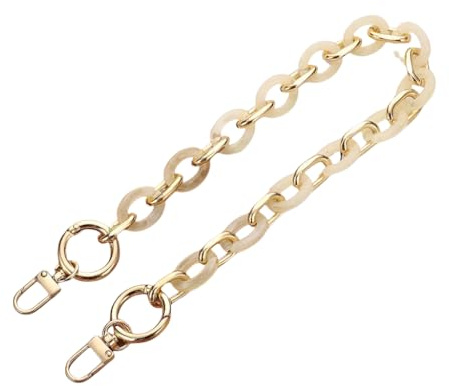 WANYI 60CM Taschenkette Gold Acryl Resin Taschengurte Ersatz Metallkette Taschenriemen Handykette Geldbörsenkette für DIY Taschen Handtasche Geldbörse mit Gold Karabiner (Beige)