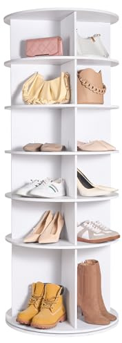 VEVOR Étagère à Chaussures rotative à 6 Niveaux, présentoir à Chaussures Rotatif à 360°, Organisateur d'étagère à Chaussures Lazy Susan pour 24 Paires, pour Chambre à Coucher, Salon, entrée, Blanc