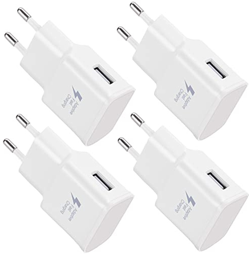 Lot de 4 Chargeur USB Prise de Chargeur D'alimentation USB Chargeur Rapide Universel pour iPhone 13/12/11/X 8/7/6, Samsung Galaxy S22 S21 S20 S10 S9 S8 S7/Edge/Plus/Active, A03 A13 A14 Note 5/8/9