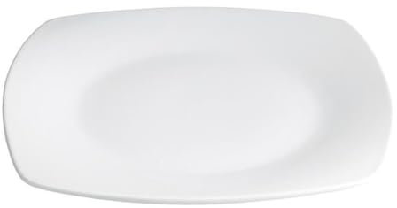 Set de 12 assiettes carrées de présentation LINE, plat à service à pâtes desserts en porcelaine blanc - Longueur 30 x largeur 30 x Hauteur 3.5 cm