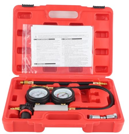 Rilevatore di Perdite TU 21 per Motori a Benzina Strumento Diagnostico per Cilindri Tester Compressione Motori Auto e Camion Diagnosi Guasti Testata Pistoni Valvole Kit Completo con Adattatori 10mm