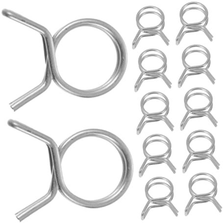 50pcs Stainless Steel Hose Clamps Kit for Water Pipe and Garden Irrigation Adjustable Dual Circle Spring Clips 9mm Inner Diameter