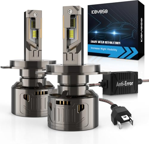 KOYOSO H4 LED-glödlampor mot fel: CANBUS klar 200 W 3 6 000 LM LED-lampa - utan fel halogenstrålkastare ersättning konverteringssats för 12 V bil