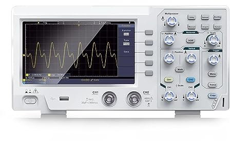 ERSINIAN Oscilloscope numérique DOS1102 Oscilloscope à échantillonnage simultané à Deux canaux 110M Communication d'affichage 7 Pouces, Analyse Professionnelle