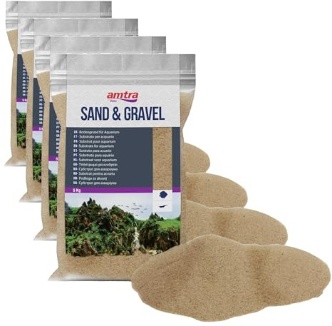 Amtra Fine Ambra Sand Aquatic Accessories, 2 mm, Amber, 5kg (Pack of 4)