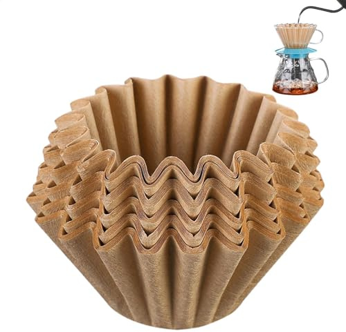 Lot de 50 filtres à café en papier non blanchi, papier filtre à café en forme de gâteau, pour machines à café de 1 à 4 tasses