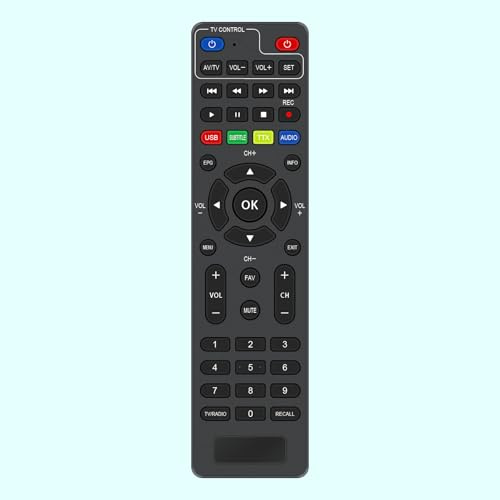 AULCMEET Telecomando di ricambio Fit for Techly Decoder Ricevitore Digitale Terrestre DVB-T/T2 H.265 HEVC IDATA TV-DT2PLB, IDATA TV-DT2SCA, IDATA TV-DT2MB