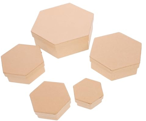 GALPADA Sechseckige Kraftpapier Aufbewahrungsbox 5 Stück Mit Deckel Für Kuchen Süßigkeiten Geschenkverpackung Hochzeit Party Dekoration