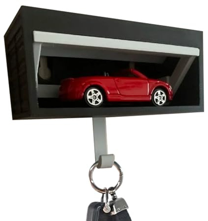 Porte-clés de garage de voiture | Organisateur de clés | Porte-clés mural | Matériau imprimé 3D, 10,7 x 5,7 cm avec porte qui s'ouvre, élégant et fonctionnel pour entrée, porche, appartement ou