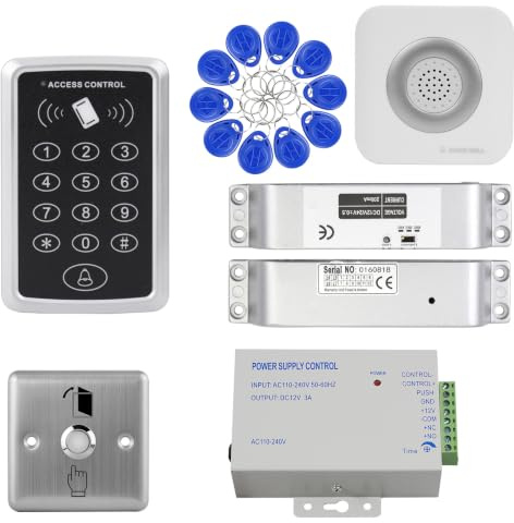ReaIOKbii Standalone Access Control System Kit - Wasserdichter RFID-Tastatur-Türleser mit Karten- und Passwortzugang, 1000 Benutzerkapazität, intelligenter Türöffner, Ausgangstaste, 10
