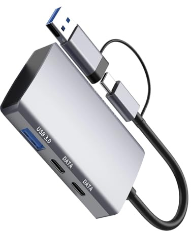 Adaptador USB C de 5 puertos, multipuertos, transferencia de datos de alta velocidad, lector de tarjetas de memoria para laptop, tabletas, expansión, compacto, USB C para negocios