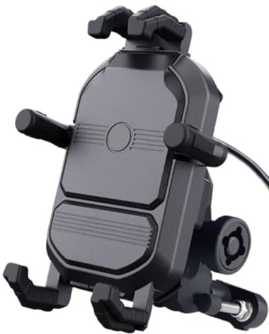 Moto GPS Support Navigation Support Téléphone/Smartphone sans Fil 15 W avec Chargeur Antichoc Et Occultant pour Moto Vélo Moto Navigator Bracket(Handlebar Charger)