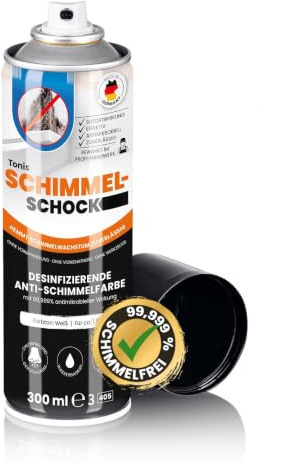 Tonis SCHIMMELSCHOCK Anti-Schimmel-Farbe mit 99,999% antimikrobieller Wirkung | Sprühfarbe für ca. 1,5 m², wissenschaftlich nachgewiesene Sofortwirkung | Effektiv und zuverlässig