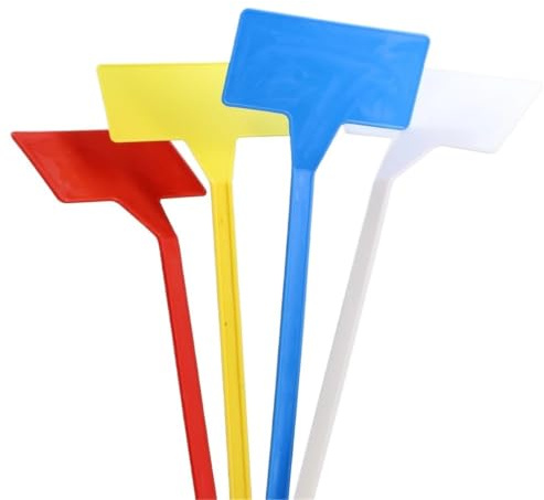 Växtskyltar utomhus lång växt etiketter stora vattentäta plast T Garden Tags Nursery Potted Stake Markörer för örter blommor (Röd-S, 100 st)