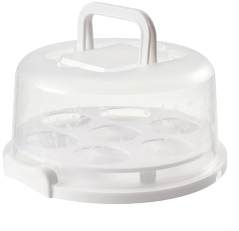 Conteneur à Gâteau avec Verrouillage Sécurisé - Boîte de Transport Ronde 10 Pouces pour Pâtisseries, Salades et Apéritifs - Caisse de Rangement avec Poignées Pliables pour Événements(White)