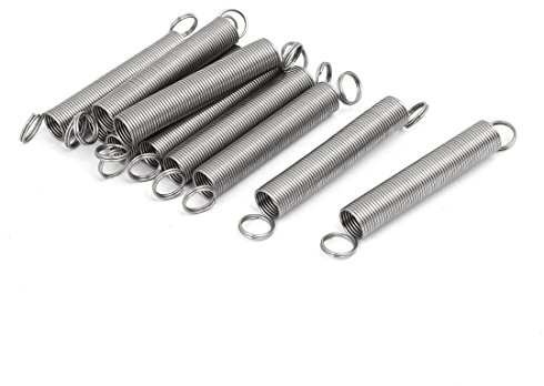 sourcing map 10 Stück 0,6mmx7mmx50mm 304 Edelstahl Zugfedern silber farbton