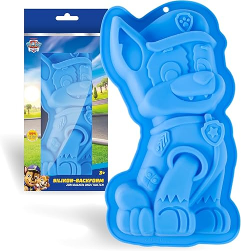 POS 30192 - Silikon Backform Paw Patrol Chase, ca. 25 x 18 x 5 cm groß, 100% lebensmittelechtes Platin-Silikon, hitze- und kältebeständig von 230° bis -60°C, spülmaschinengeeignet