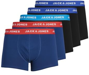 JACK & JONES Jaclee Trunks 5 Pack Boxer, Blu (Surft The Web/Estate Blue/Blue Jewel), Small (Pacco da 5) Uomo