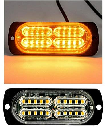 JJ Feu De Pénétration 20 LED 12V / 24V 10W Feu d'Avertissement Lumière Orange/Ambre Stroboscopique Clignotant 18 Modes de Flash Pour Voiture Camion Agricole
