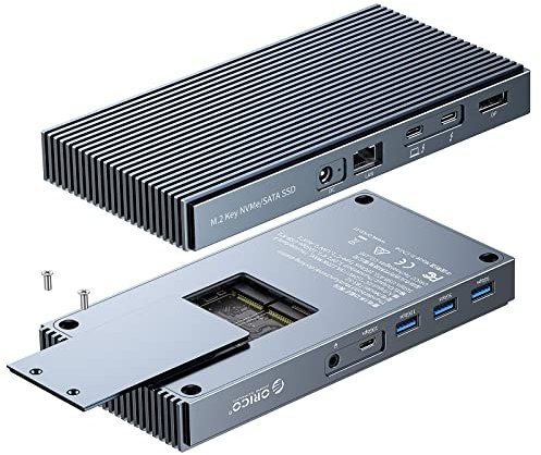 Dock Thunderbolt 3 9-in-1 Dual M.2 NVMe/NGFF Enclosure Docking station ORICO USB C 40Gbps, Display 8K 60Hz Doppio Display 4K 60Hz, Potenza di Ricarica 60 W per Laptop, 15 W per Smartphone, Daisychain
