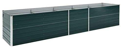 Gecheer Hochbeet Metall Pflanzbeet Frühbeet Gartenbeet Pflanzkübel Blumentopf Pflanzkasten Blumenkasten Gemüsebeet Blumenbeet Kräuterbeet für Balkon und Garten Verzinkter Stahl 400×80×77 cm Grün