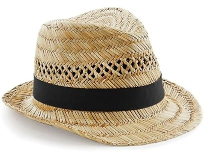 COOZO Stroh Trilby-Hut für Damen und Herren, Handgefertigt aus Naturstroh, S/M und L/XL