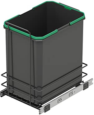 Emuca - Återvinningskärl 35L för kök, nedre fixering och manuell borttagning, utan lock, antracitgrå plast