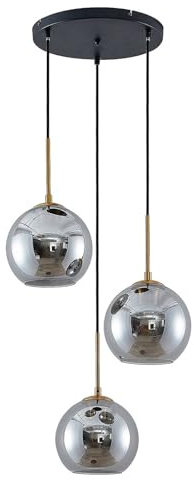Lindby Pendelleuchte Jurian (Modern) in Alu aus Glas (3 flammig, E27) - Deckenlampe Esstischlampe Hängelampe Hängeleuchte Wohnzimmerleuchte