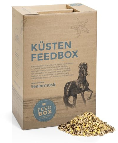 STRÖH Küsten Seniormüsli Feedbox (29kg) • Müsli für Senior & ältere Pferde • Unterstützt Verdauung