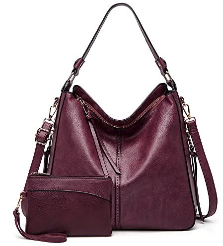 Caalaay femme sacs à main et sacs à main sacs fourre-tout en cuir sacs Hobo sac à bandoulière sac à main porte-monnaie 2Pcs