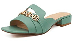 QUEEN HELENA Sabot Dam Casual Låg Klack Tofflor Y5008, Grön, 36 EU