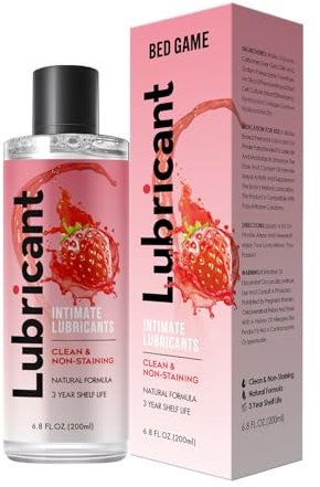 Persönliches Gleitmittel auf Wasserbasis ohne Ausspülen, Gleitmittel mit Geschmack, Langanhaltendes, nicht klebendes Intim-Gel für die Paar-Massage (Erdbeere)