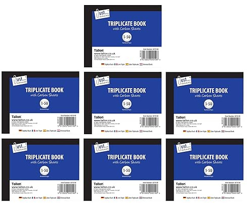 7Books x Half Size Triplicate Receipt Book Numbered 1-50 Pages with Carbon Invoice Pad Half Size Carbon Sheet Triplicate Book