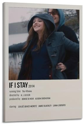 Poster sur toile « If I Stay » - Décoration murale pour chambre à coucher, salon - 40 x 60 cm - Style cadre
