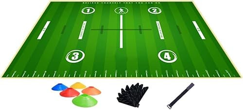 YUNYHAO Fußball-Fußarbeits-Trainingsmatte, rutschfeste Decke Für Das Reguläre Trainingssystem Mit 5 Scheibenkegeln, Lautlose Sporthilfe Zum Dribbeln, Für Das Fußballtraining