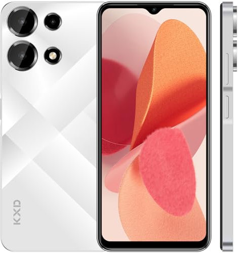 EL KXD A10 Teléfono Móvil Libre,8GB +128GB (TF 256GB) Android 13 Móviles,6,6“ HD+ Smartphone Libre,Cámara 13MP+8MP,4500mAh Batería,4G Dual SIM, Octa-Core/GPS/Face ID/Huella Digita/Tipo C-Blanco